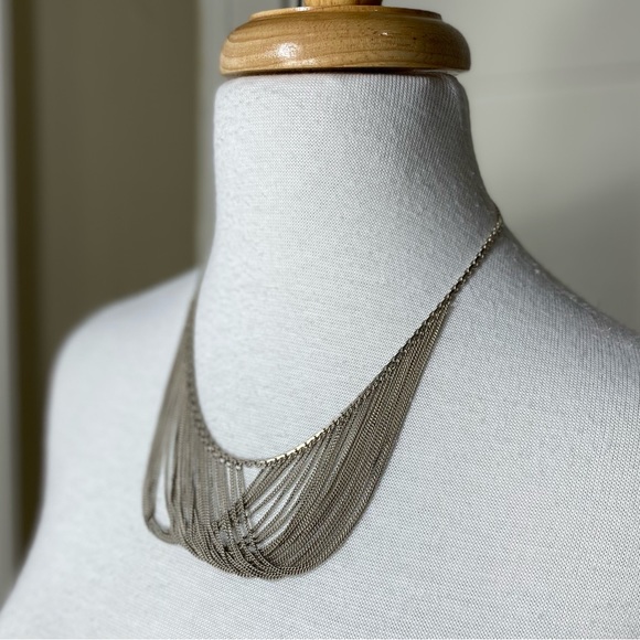 Jewelry - 🎉LAST CALL🎉 925 Stamped Clasp Multi Strand Drape Drop Chain Link Necklace